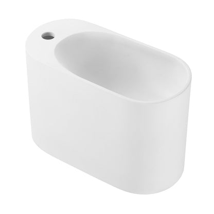 Swiss Madison Terre 18" Solid Surface Oval Wall-Mounted Sink with Left Side Faucet Mount in Matte White