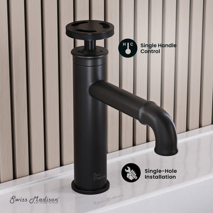 Swiss Madison Avallon Single Hole, Single-Handle Wheel, Bathroom Faucet in Matte Black