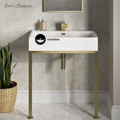 Swiss Madison Concorde 30" Rectangle Console Sink with Brushed Gold Legs