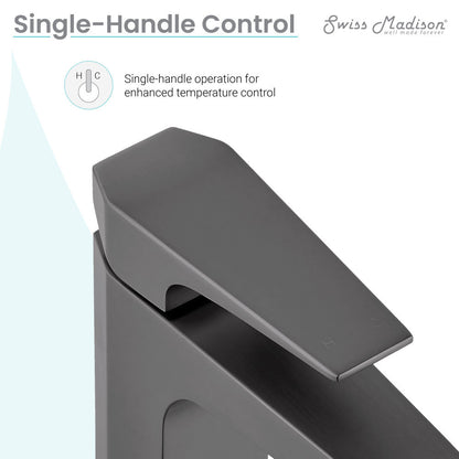 Swiss Madison Voltaire Single Hole, Single-Handle, Bathroom Faucet in Gunmetal Grey
