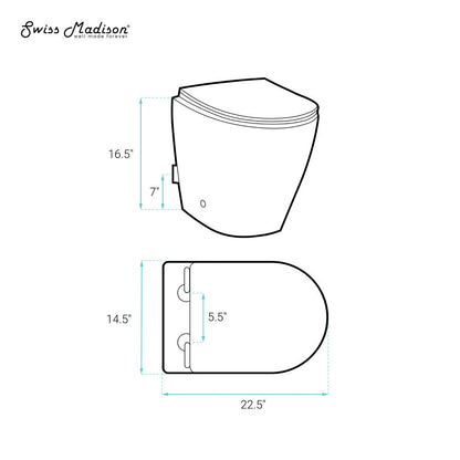 Swiss Madison St. Tropez Back-to-Wall Toilet Bundle 0.8/1.6 GPF Dual Flush in Matte Black with Black Flush Plate