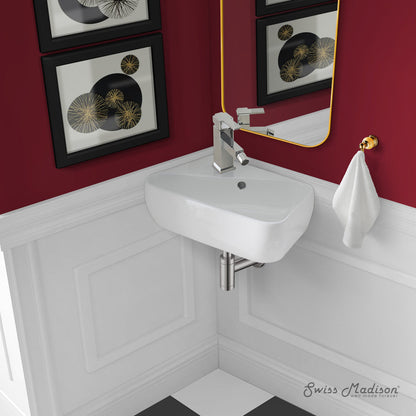 Swiss Madison Plaisir 18 x 11 Ceramic Wall Hung Sink with Left Side Faucet Mount