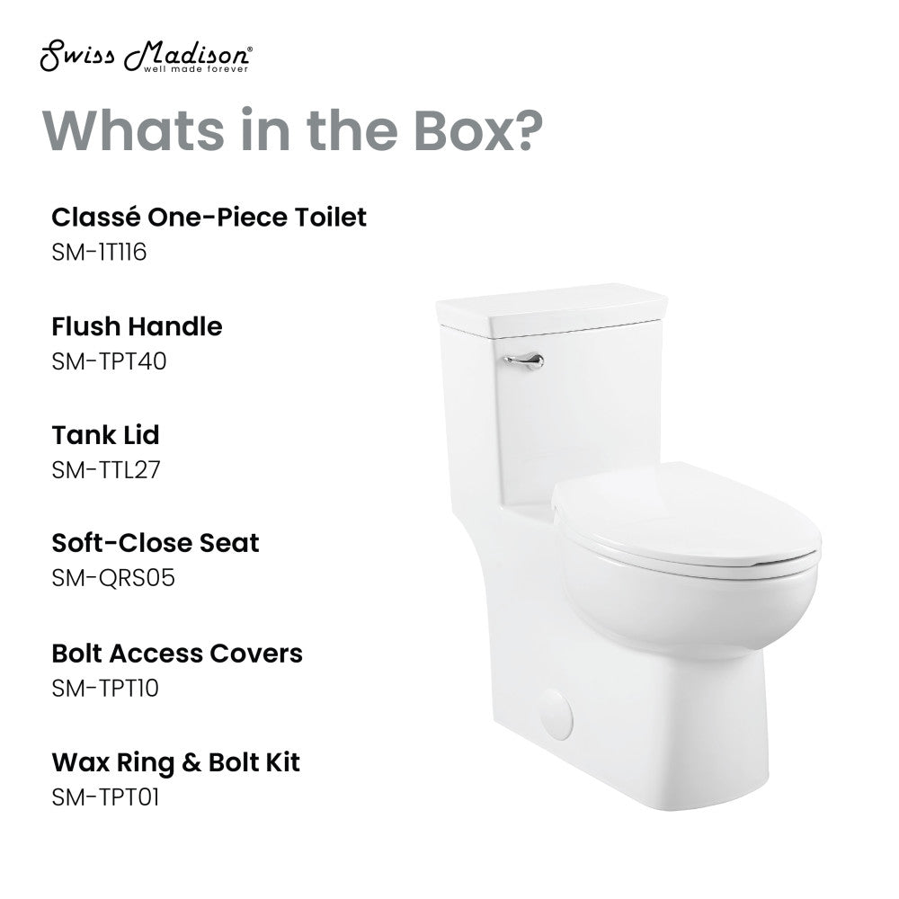 Swiss Madison Classe One-Piece Toilet with Front Flush Handle 1.28 gpf