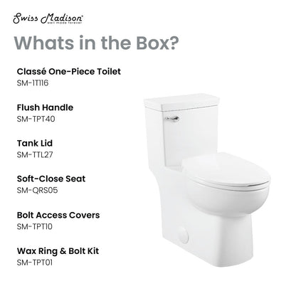 Swiss Madison Classe One-Piece Toilet with Front Flush Handle 1.28 gpf