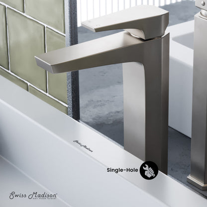 Swiss Madison Voltaire Single Hole, Single-Handle, High Arc Bathroom Faucet in Brushed Nickel