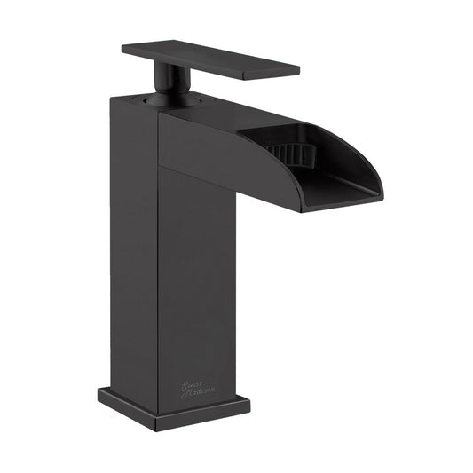 Swiss Madison Concorde Single Hole, Single-Handle, Waterfall Bathroom Faucet in Matte Black