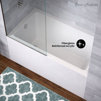 Swiss Madison Voltaire 54 x 30 Skirted Left Drain Soaking Alcove Bathtub in Glossy White