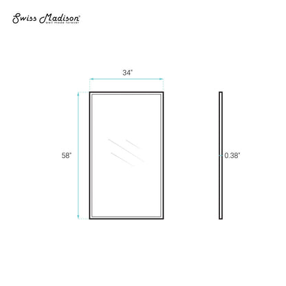 Swiss Madison Pierre 34 x 58 Framed Fixed 3/8 in. (10mm) Clear Tempered Glass Tub Door with Black Matte Frame