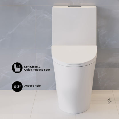 Swiss Madison St. Tropez Two-Piece 12" Rough-in 1.1/1.6 GPF Dual Top Flush Elongated Toilet in Glossy White