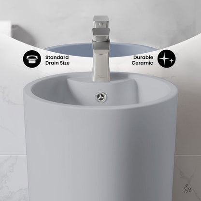 Swiss Madison Monaco Circular Basin Pedestal Sink Matte Grey