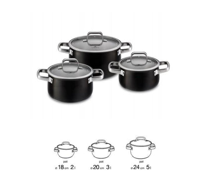 Gerlach PRIME Stainless Steel Pot Set With Lids 6 pcs