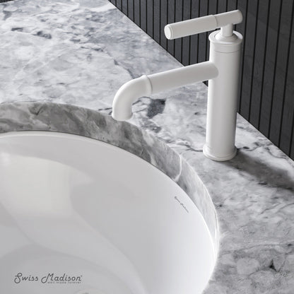 Swiss Madison Avallon Single Hole, Single-Handle Sleek, Bathroom Faucet in Matte White