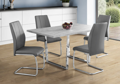 Tabselect Home Line 59" x 35.5" Dining Table, Particle Board Top, Metal Legs, Gray, 4 Seater