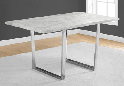 Tabselect Home Line 59" x 35.5" Dining Table, Particle Board Top, Metal Legs, Gray, 4 Seater