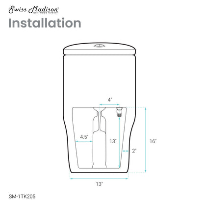 Swiss Madison Sublime One Piece Elongated Toilet with Touchless Retrofit Dual Flush 1.1/1.6 gpf