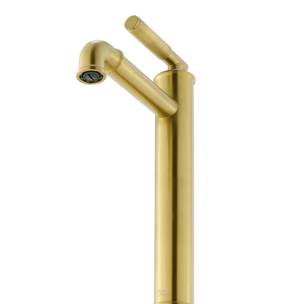 Swiss Madison Avallon Single Hole, Single-Handle Sleek, High Arc Bathroom Faucet in Brushed Gold
