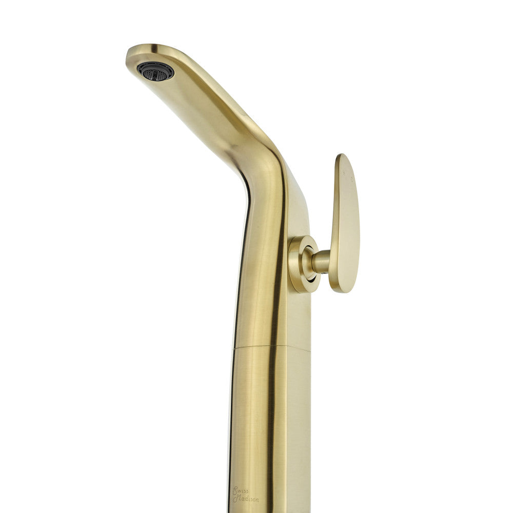 Swiss Madison Chateau Single Hole, Single-Handle, High Arc Bathroom Faucet in Brushed Gold