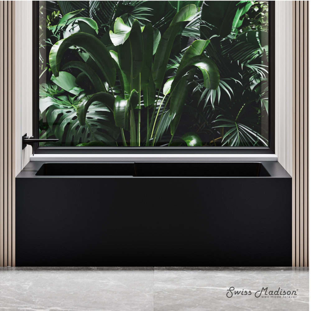 Swiss Madison Voltaire 54" x 30" Left-Hand Drain Alcove Bathtub with Apron in Matte Black