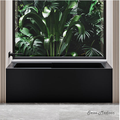 Swiss Madison Voltaire 54" x 30" Left-Hand Drain Alcove Bathtub with Apron in Matte Black