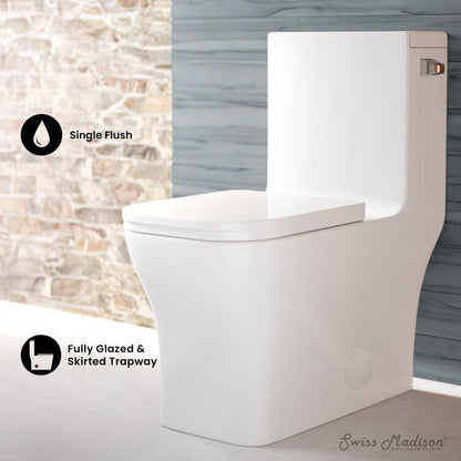 Swiss Madison Concorde One Piece Square Right Side Flush Handle Toilet 1.28 gpf