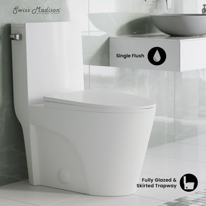 Swiss Madison St. Tropez One-Piece Elongated Toilet Side Flush 1.28 gpf
