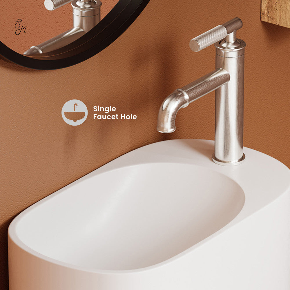 Swiss Madison Terre 18" Right Side Faucet Wall-Mount Bathroom Sink in White