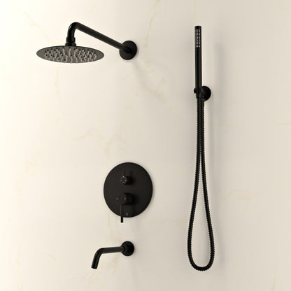 Swiss Madison Ivy 1.8 GPM Wall Mount Fixed Shower Head with Hand Sprayer and Tub Filler in Matte Black, Valve Included
