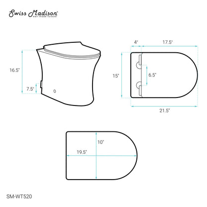 Swiss Madison Cascade Back-to-Wall Elongated Toilet Bowl
