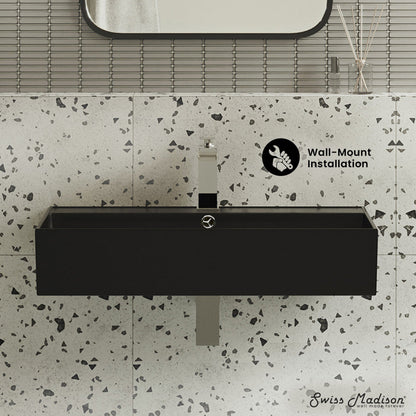 Swiss Madison Claire 22" Rectangle Wall-Mount Bathroom Sink in Matte Black