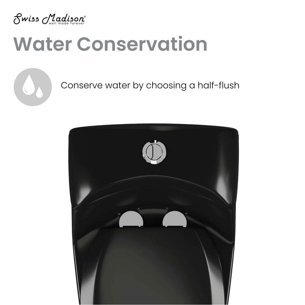 Swiss Madison Chateau One-Piece Elongated Toilet Dual-Flush in Glossy Black 1.1/1.6 gpf
