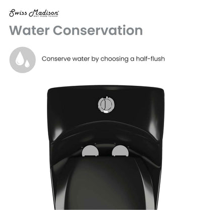 Swiss Madison Chateau One-Piece Elongated Toilet Dual-Flush in Glossy Black 1.1/1.6 gpf