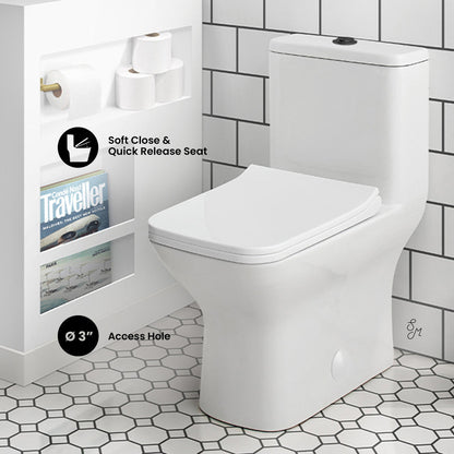 Swiss Madison Carre One Piece Square Toilet Dual Flush, Black Hardware