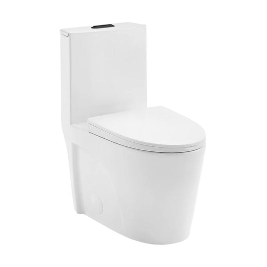 Swiss Madison St. Tropez One Piece Elongated Toilet Dual Vortex™ Flush, Black Hardware