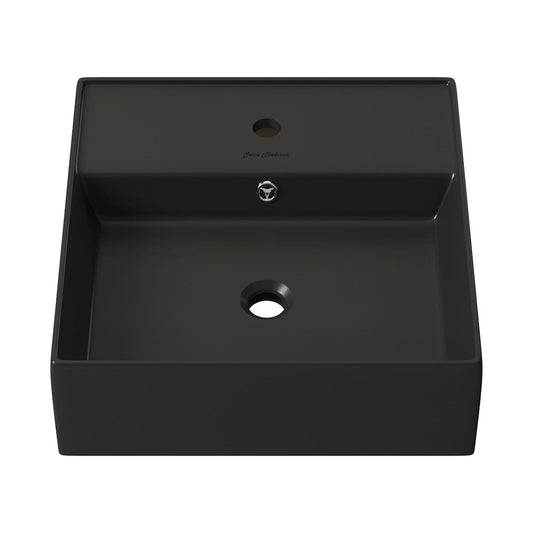 Swiss Madison Claire 15" Ceramic Wall Mount Sink in Matte Black
