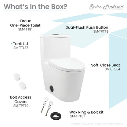 Swiss Madison Dreux One Piece Elongated Dual Flush Toilet with 0.95/1.26 GPF