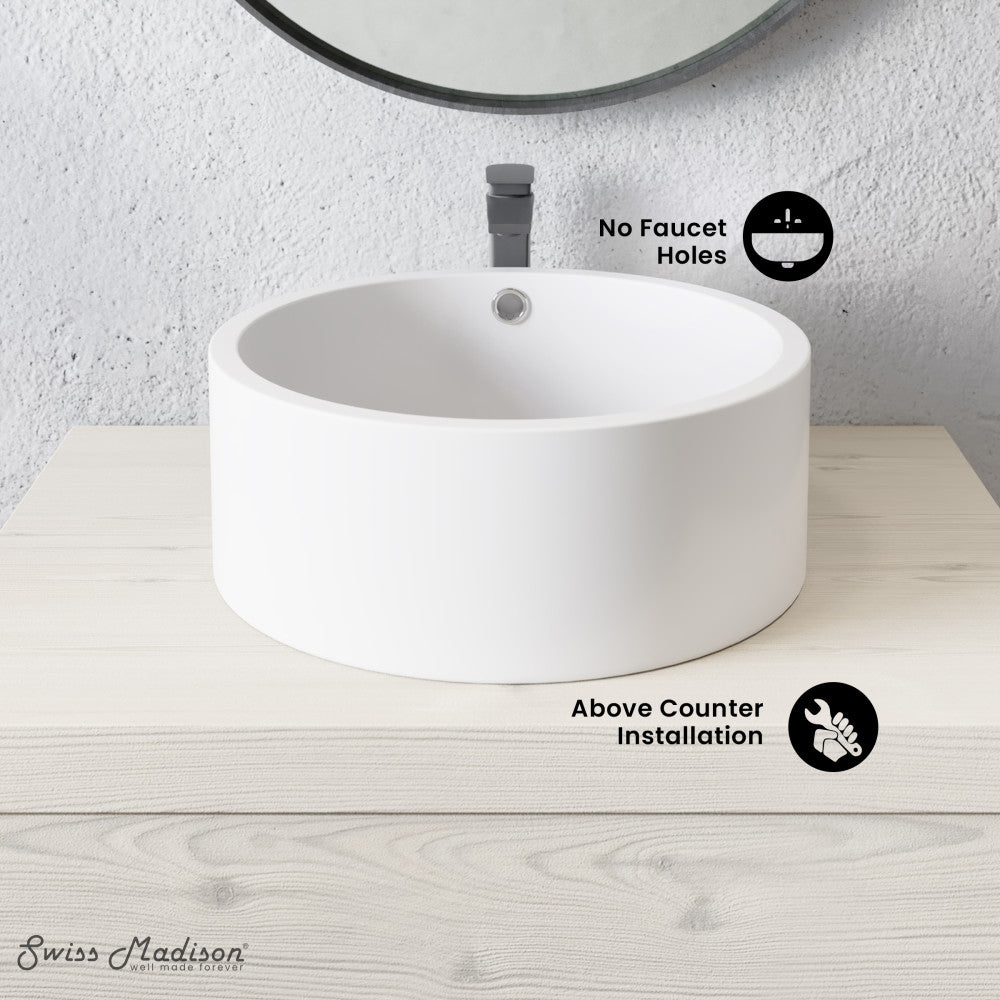 Swiss Madison Monaco 16.5” Round Vessel Sink in Matte White