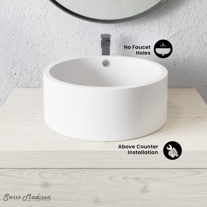 Swiss Madison Monaco 16.5” Round Vessel Sink in Matte White