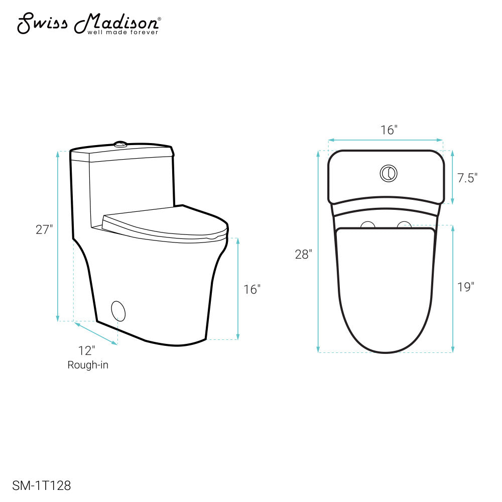 Swiss Madison Bastille One-Piece Elongated Toilet Vortex Dual-Flush 1.1/1.6 gpf