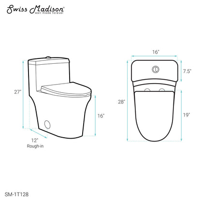 Swiss Madison Bastille One-Piece Elongated Toilet Vortex Dual-Flush 1.1/1.6 gpf