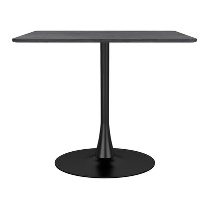 35.4" Black Square Steel Pedestal Base Dining Table