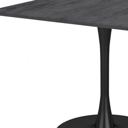 35.4" Black Square Steel Pedestal Base Dining Table