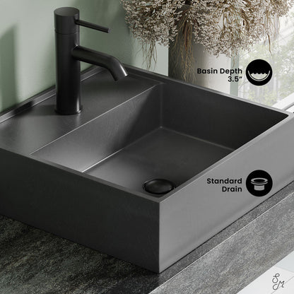 Swiss Madison Lisse 16" Square Concrete Vessel Bathroom Sink in Dark Grey
