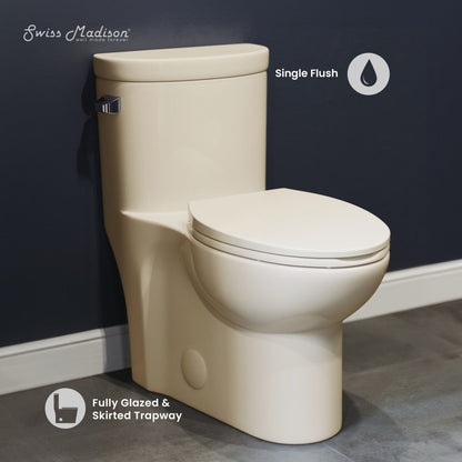 Swiss Madison Sublime One-Piece Elongated Left Side Flush Handle Toilet in Bisque 1.28 gpf