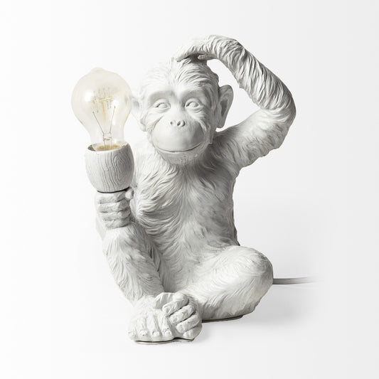 White Whimsical Monkey Table Or Desk Lamp