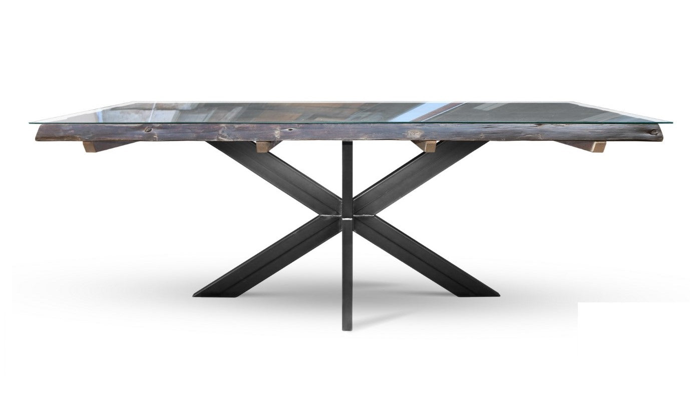 Maxima House REDDE-Glass Solid Wood Dining Table