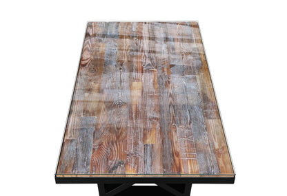 Maxima House KANTO-T Glass top Solid Wood Dining Table