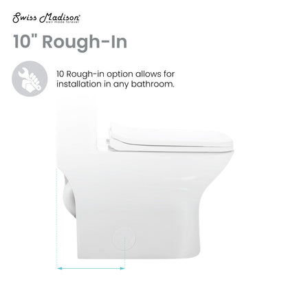 Swiss Madison Carre One-Piece Square Toilet Dual-Flush 1.1/1.6 gpf with 10" Rough-In