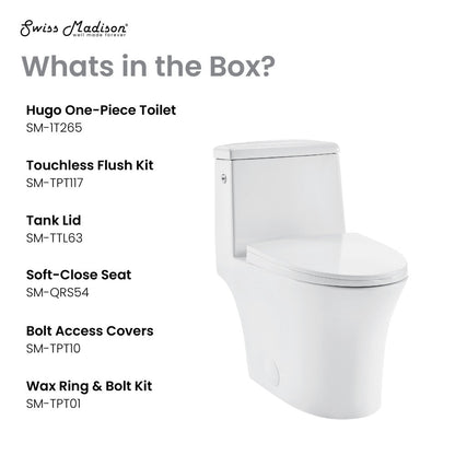 Swiss Madison Hugo One-Piece Elongated Toilet Dual-Flush 1.1/1.6 gpf, Touchless