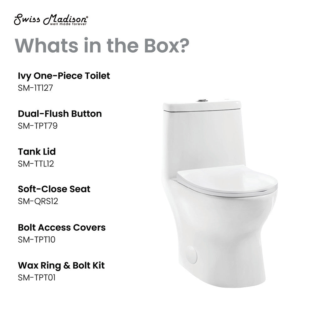 Swiss Madison Ivy One-Piece Toilet, 10" Rough-in 1.1/1.6 gpf