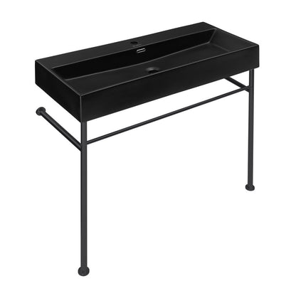 Swiss Madison Claire 40 Ceramic Console Sink Matte Black Basin Black Legs